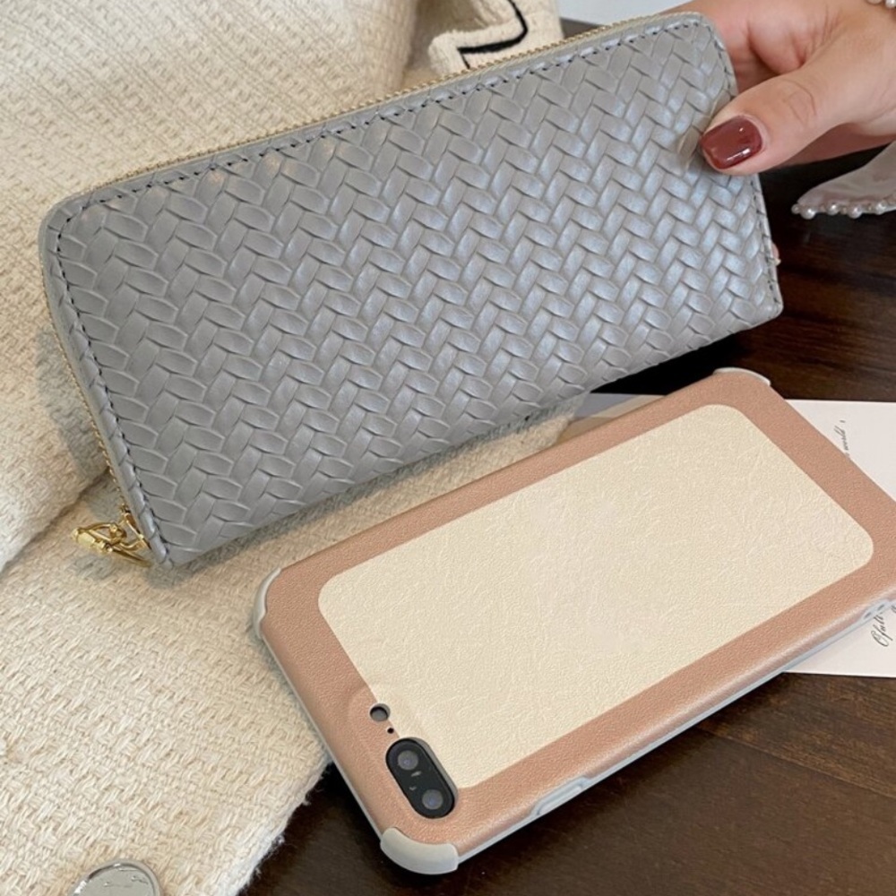 NEW! Gray / Gold Basketweave Zippy Wallet - Picture 4 of 7